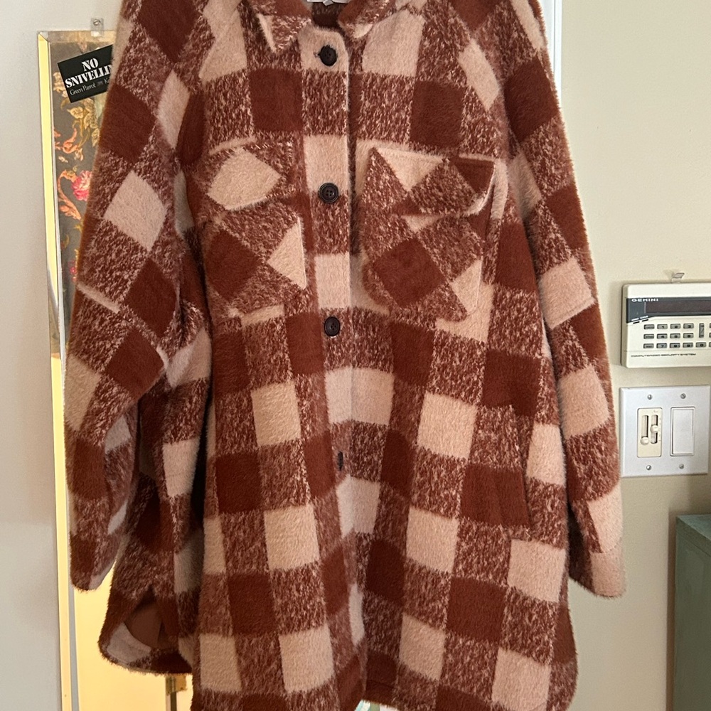Anthropologie Brown and Cream Teddy Shacket